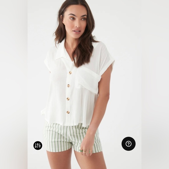 O’NEILL Sommers Knit Striped Ivory Aloe Green Shorts - Picture 2 of 7